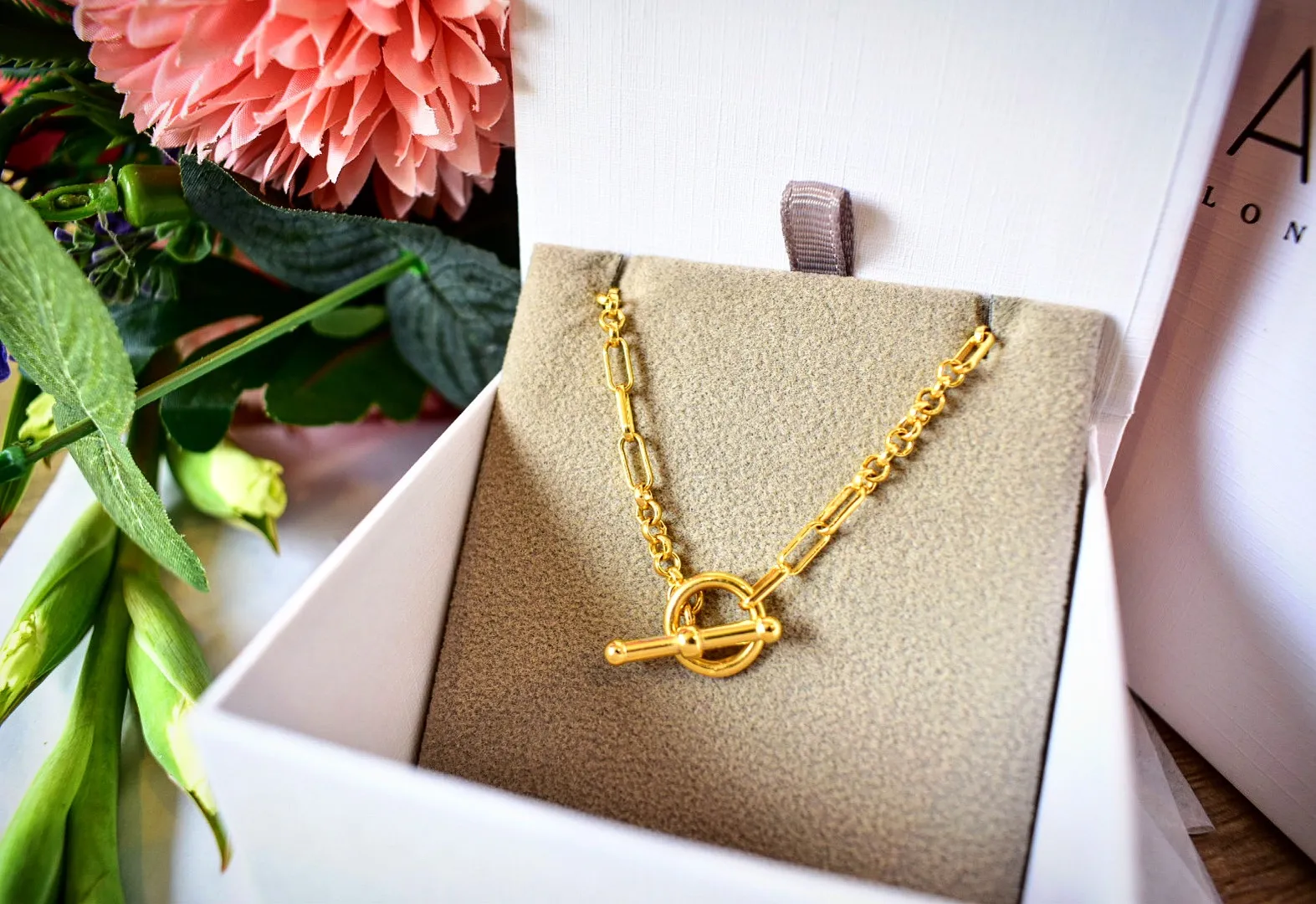 Gold plated necklace with amazonite stone